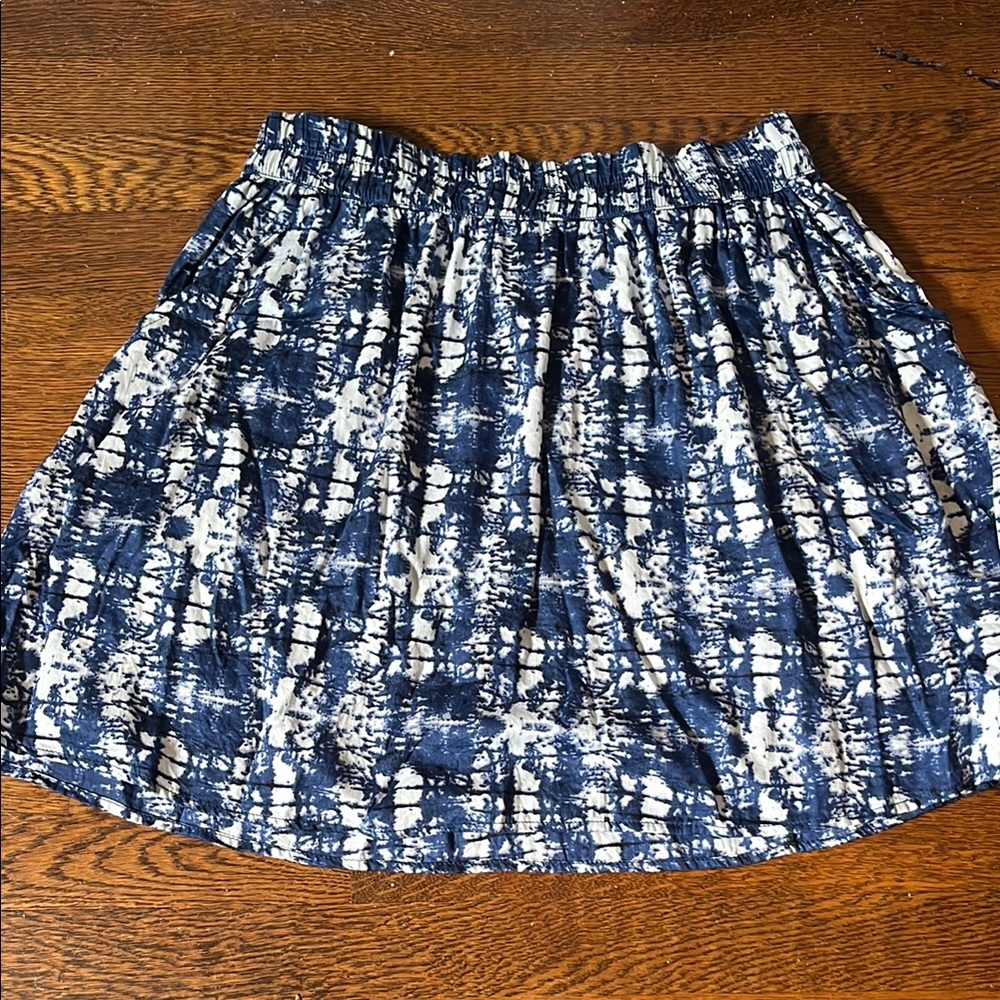H&M Blue and White Skater Mini Skirt